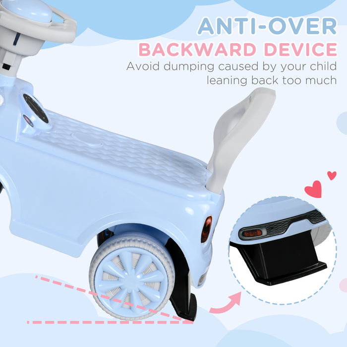 Toddler Foot-Powered Ride-On Toy Car - Features Anti-Tip Backward Design & Fun Air Horn - Ideal for 18 to 36 Month Olds in Light Blue