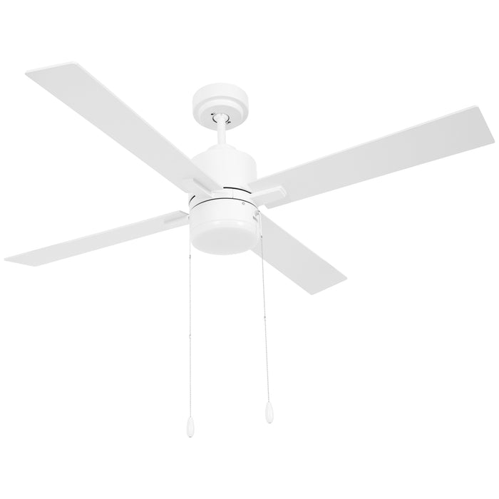 Flush Mount Ceiling Fan with LED Light - Reversible Blades & Convenient Pull-Chain Operation - Ideal for Home Lighting and Air Circulation in White and Natural Tones