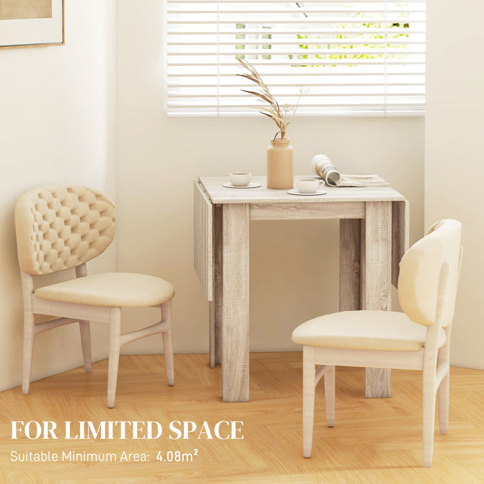 Space-Saving Oak Extendable Dining Table - Folding, Drop Leaf Design Ideal for Small Kitchens - Seats 2-4 People Perfect for Compact Living Spaces