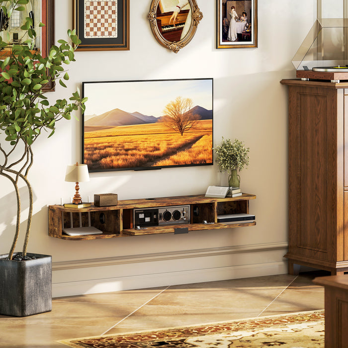 HOMCOM 120 cm Floating TV Unit for TVs up to 50 Inch - Rustic Brown