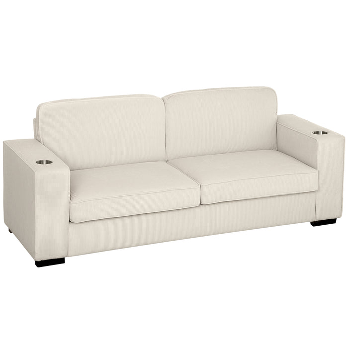 HOMCOM Modern Three Seater Sofa with Spring Cushion - Cream White