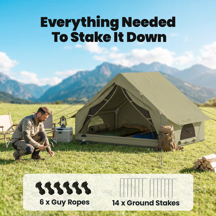 Outsunny Inflatable Tent Waterproof for Camping Blow Up Tent with Pump Carry Bag for 2-4 Person