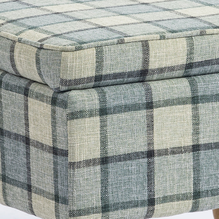 HOMCOM Linen Fabric Upholstered Footstool, Rectangular Storage Stool with Removable Top, Padded Seat and Hidden Space, Grey