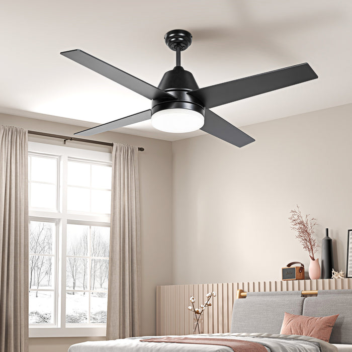 Ceiling Fan with LED Lighting - Flush Mount Design, Reversible Blades, and Remote Control - Ideal for Modern Home Aesthetics and Energy Efficiency