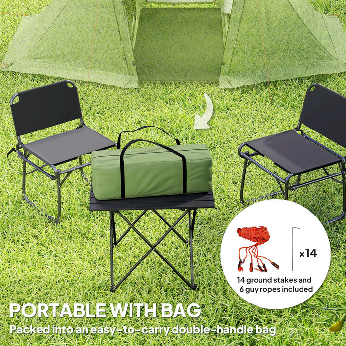 Outsunny 3 Man Camping Tent with Living Area and 2 Bedrooms, 3000mm Waterproof Family Tent with Sewn-in Groundsheet, Portable with Bag for Hiking, Festival, Backpacking, Green