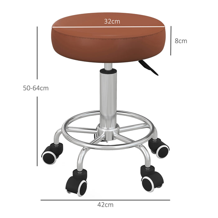 PU Leather Rolling Stool - Height Adjustable, Wheeled Chair for Salon, Spa & Massage - Comfortable Seating for Professionals