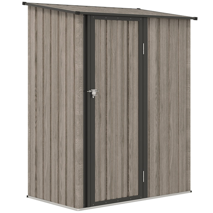 Outsunny 5ft x 3ft Metal Garden Storage Shed, Outdoor Tool Shed with Sloped Roof, Lockable Door for Tools, Equipment, Light Grey