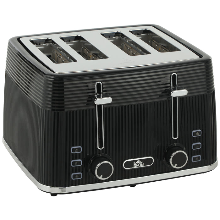 HOMCOM 4 Slice Toaster with 7 Browning Levels, Bread Toaster with Removable Crumb Tray, Black
