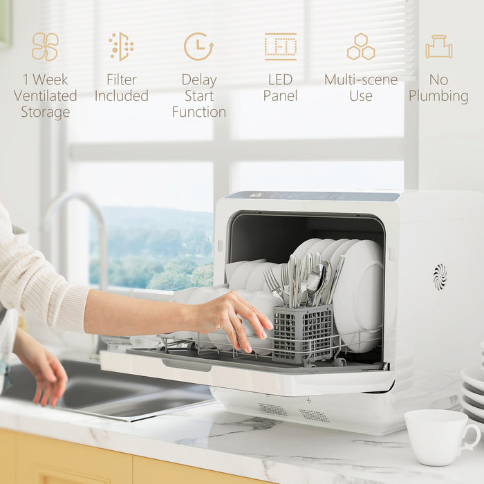 HOMCOM Multi-Program 6L Tabletop Dishwasher
