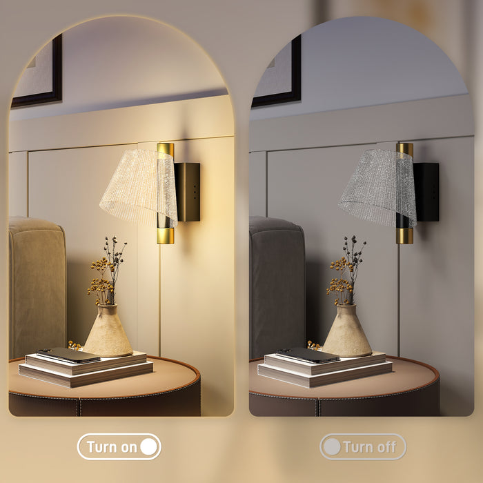 HOMCOM Led Wall Lamp 2 Pack, 5W Modern Indoor Starry Wall Light, Colour Temperature Adjustable 3000K/4000K/6500K, for Bedroom, Living Room, Hallway, Stairs, Black