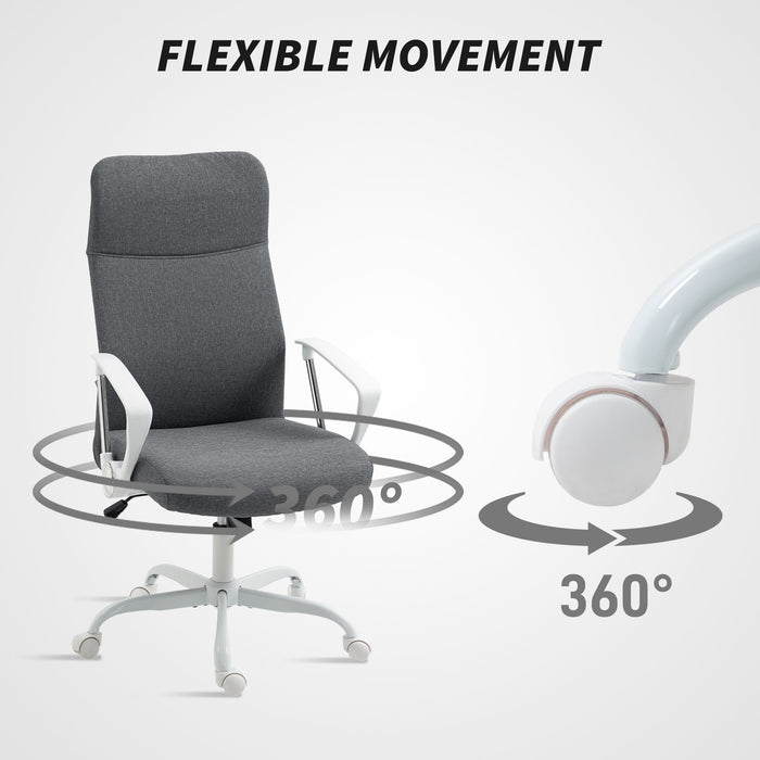 HOMCOM Fabric High Back Office Chair - Grey