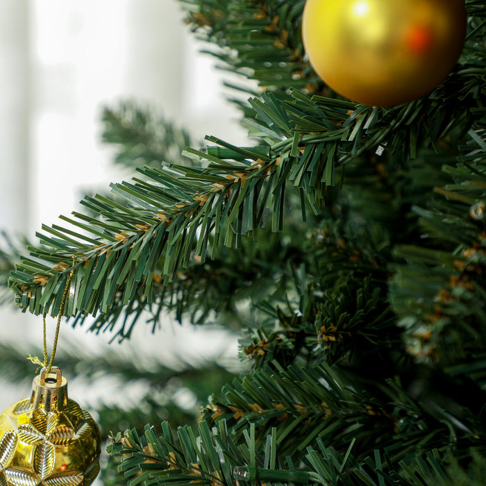 HOMCOM 6ft Prelit Artificial Christmas Tree with Warm White LED Light and 872 Tips, Metal Base, Hinged Xmas Tree, Green