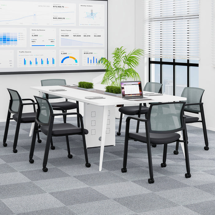 Waiting Room Chairs Set of 4 with Armrests and Wheels-