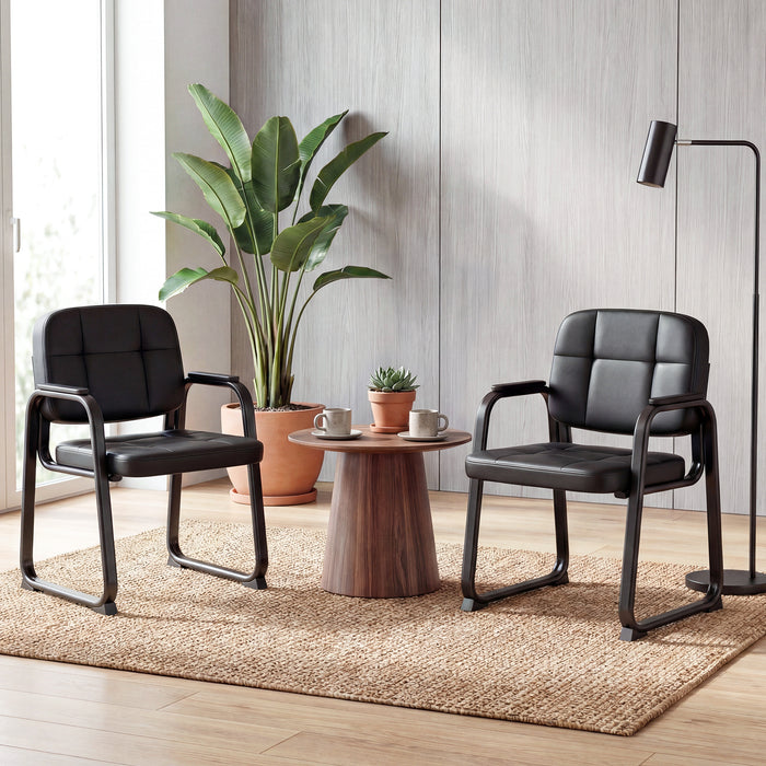 Waiting Room Guest Chairs Set of 2 with Sled Base for Conference Room-