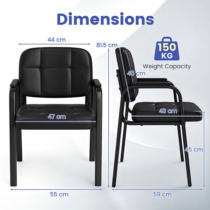 Waiting Room Guest Chairs Set of 4 with Padded Armrests-Black