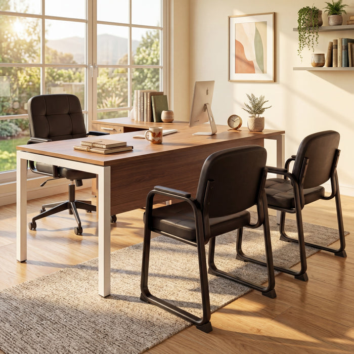 Waiting Room Guest Chairs Set of 4 with Sled Base for Conference Room-