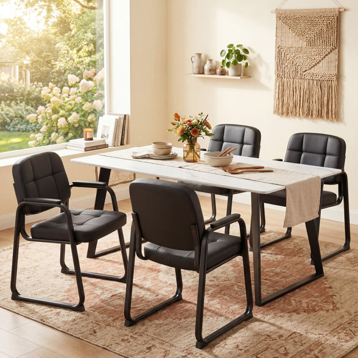 Waiting Room Guest Chairs Set of 4 with Sled Base for Conference Room-