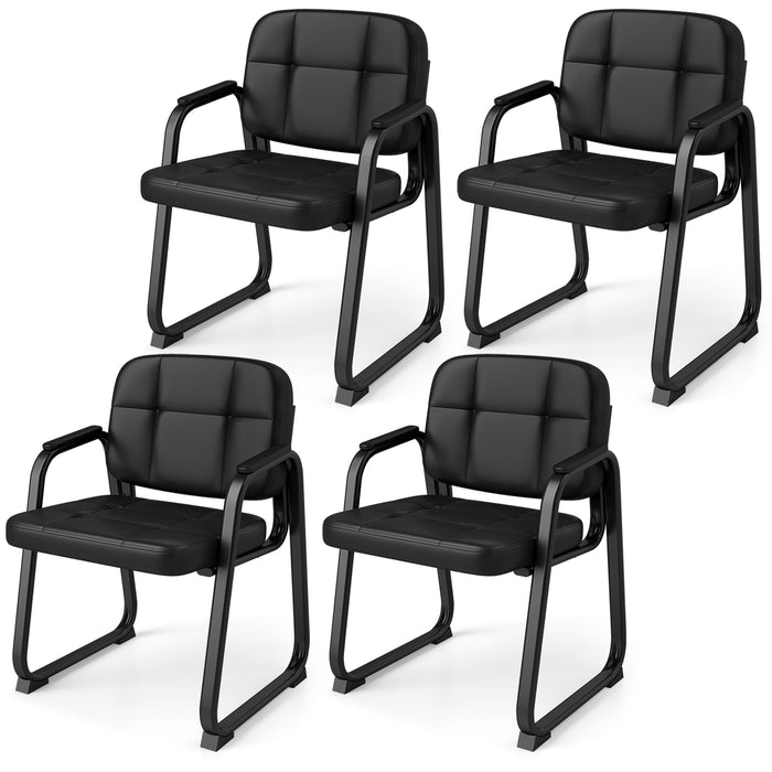 Waiting Room Guest Chairs Set of 4 with Sled Base for Conference Room-