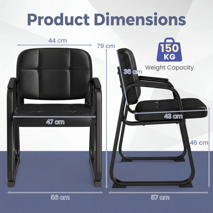 Waiting Room Guest Chairs Set of 4 with Sled Base for Conference Room-