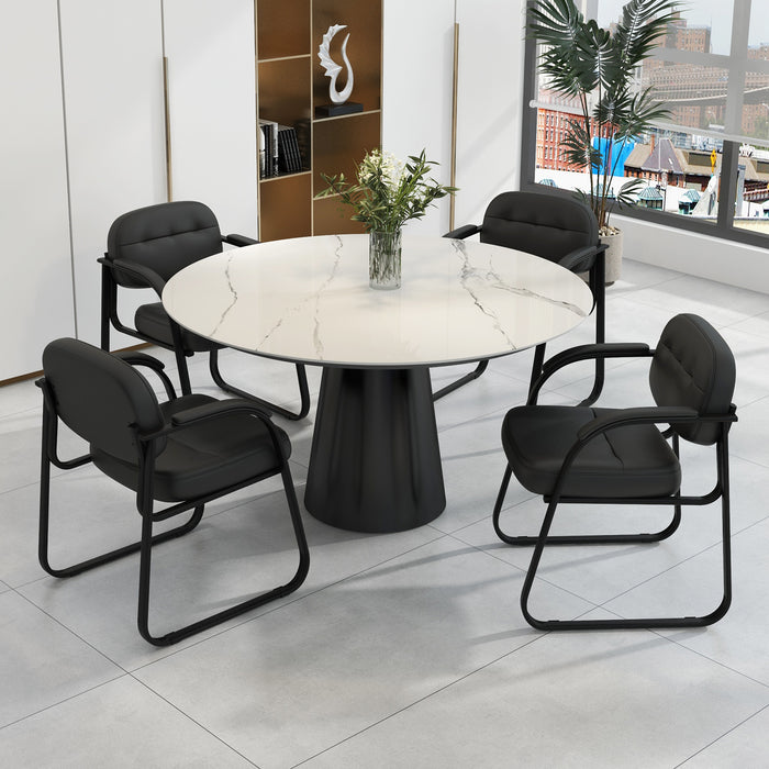 2-Pack Waiting Room Chairs - Black Sled Base with Comfortable Padded Armrests - Ideal for Office Reception, Clinics, and Lounges
