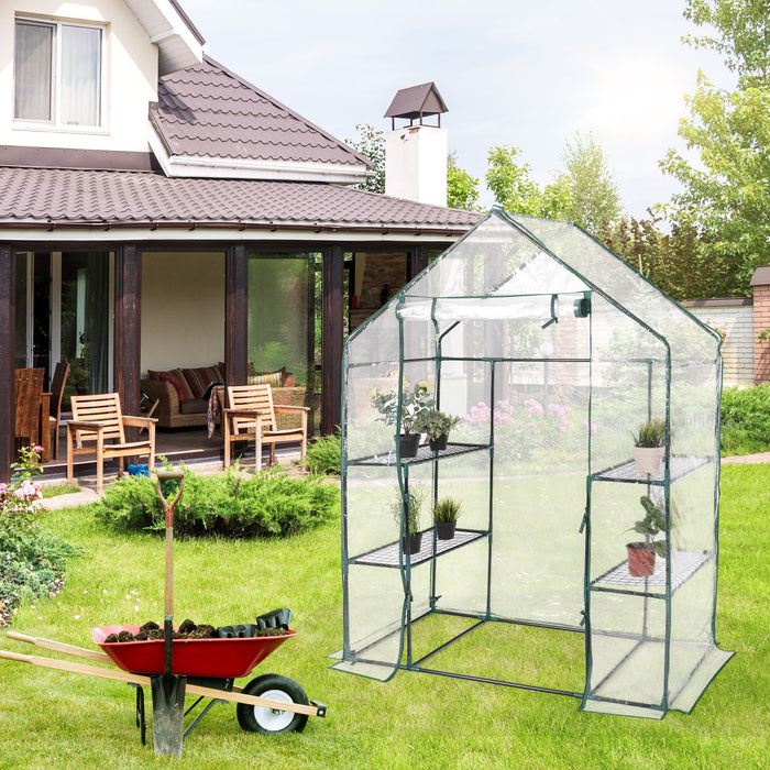 Walk-in Greenhouse with 3 Tiers 4 Shelves-White