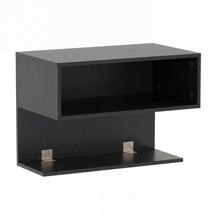 Wall Mounted Bedside Table with Storage Shelves-