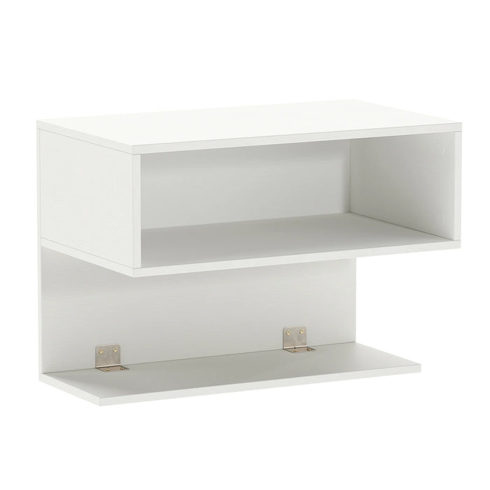 Wall Mounted Bedside Table with Storage Shelves-