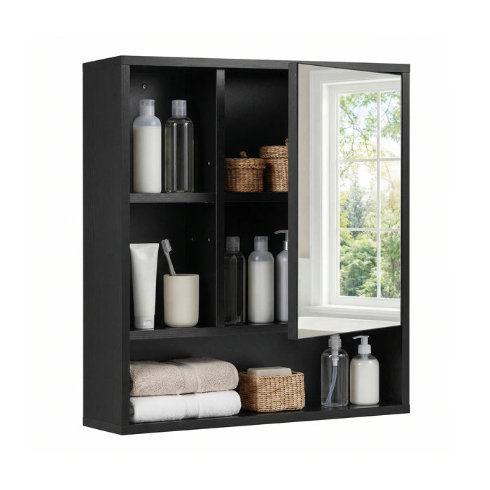 Wall Mounted Storage Organizer with Mirror for Bathroom-