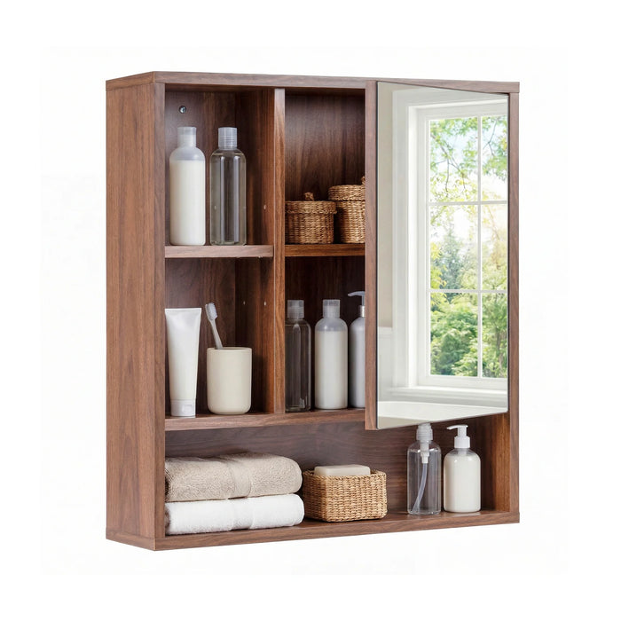 Wall Mounted Storage Organizer with Mirror for Bathroom-