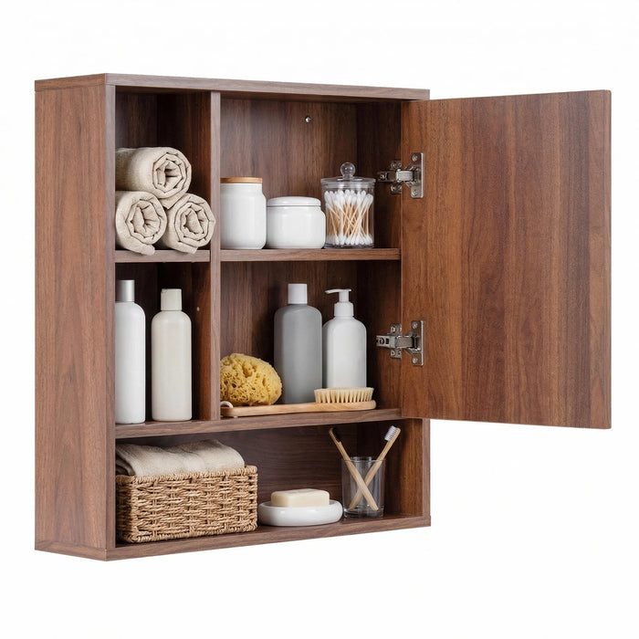 Wall Mounted Storage Organizer with Mirror for Bathroom-