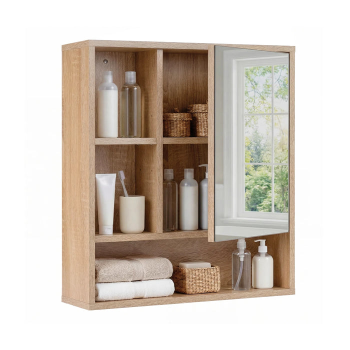 Wall Mounted Storage Organizer with Mirror for Bathroom-
