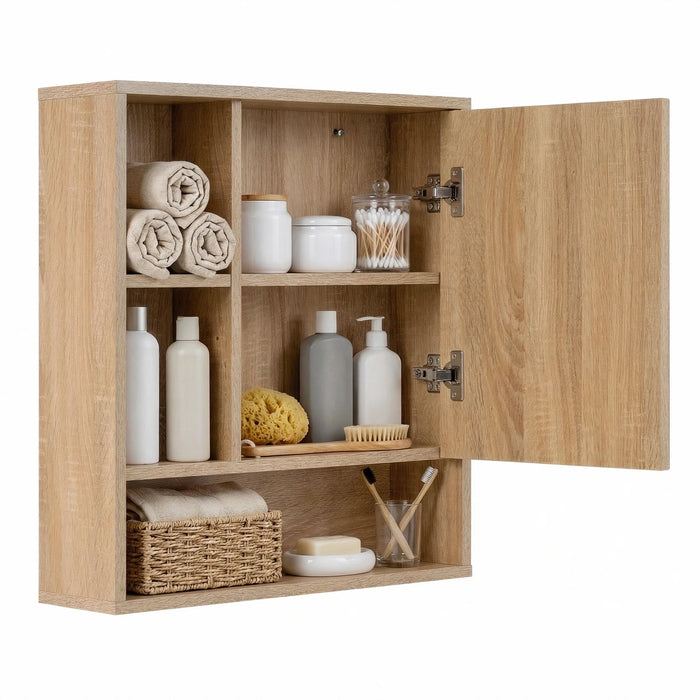 Wall Mounted Storage Organizer with Mirror for Bathroom-