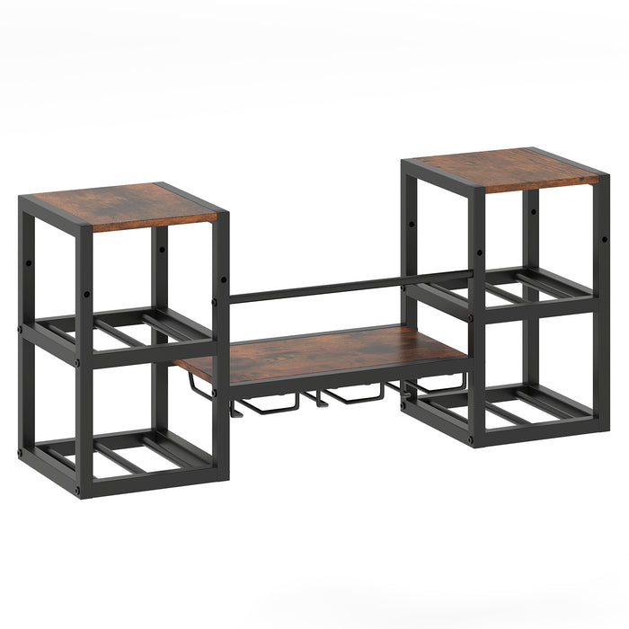 Wall Mounted Wine Rack with Glass Holder, Wine Bottles Open Shelves-