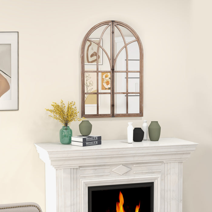 Wall Mounted Arched Window Pane Mirror-