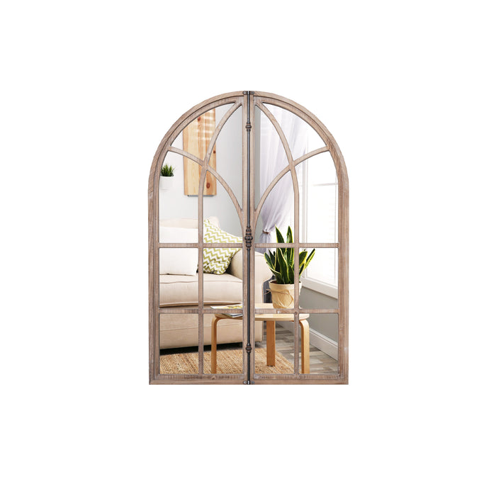 Wall Mounted Arched Window Pane Mirror-