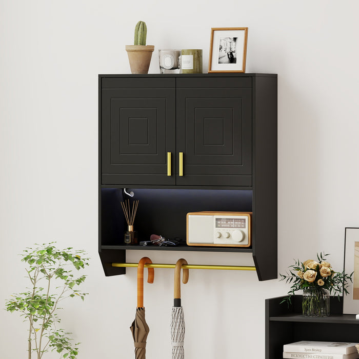 Wall Mounted Bathroom Cabinet Over the Toilet Storage Cabinet with 3-Color Lights-White