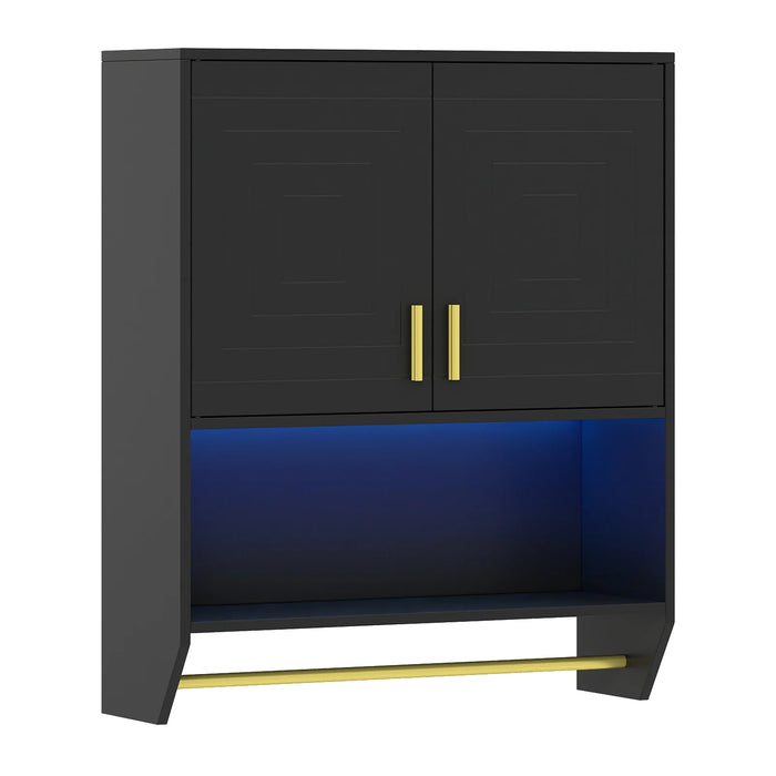 Wall Mounted Bathroom Cabinet Over the Toilet Storage Cabinet with 3-Color Lights-White