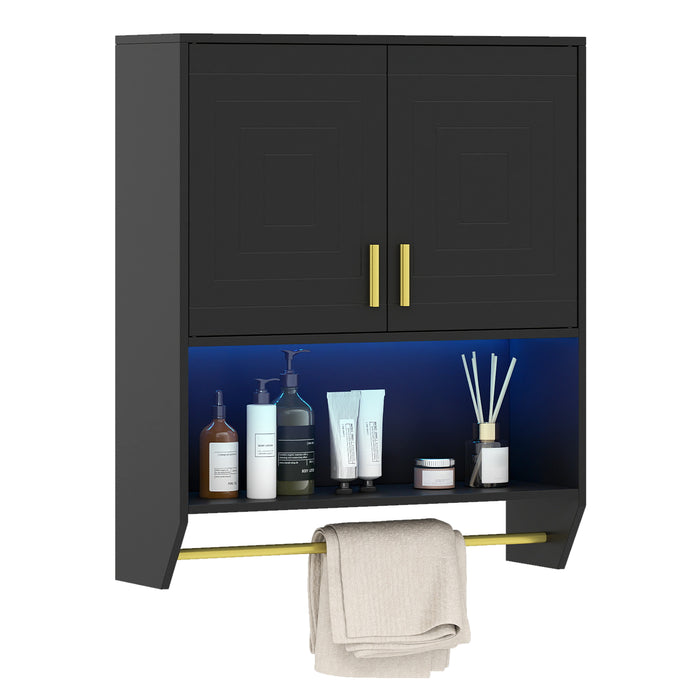 Wall Mounted Bathroom Cabinet Over the Toilet Storage Cabinet with 3-Color Lights-White