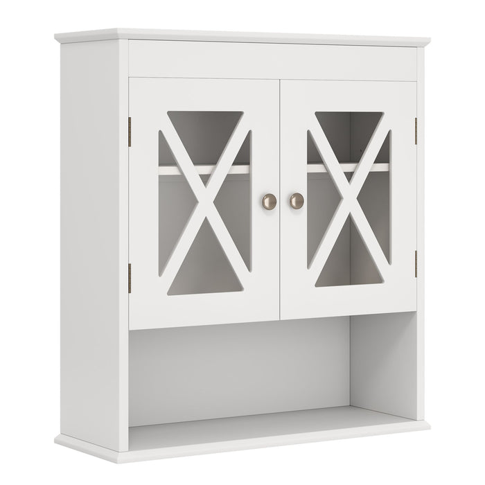 Wall Mounted Bathroom Cabinet with with 2 Acrylic Doors Medicine Cabinet-White