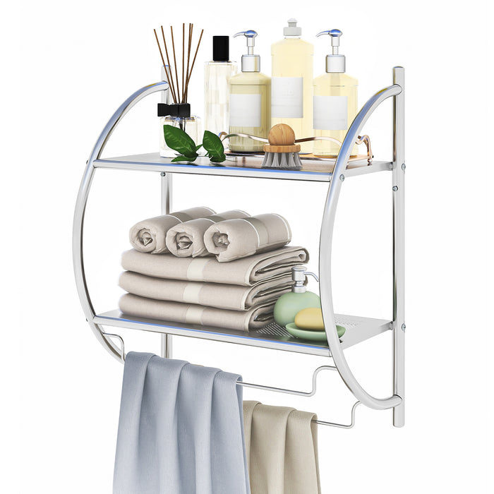 Wall Mounted Bathroom Shelves with Towel Holder-