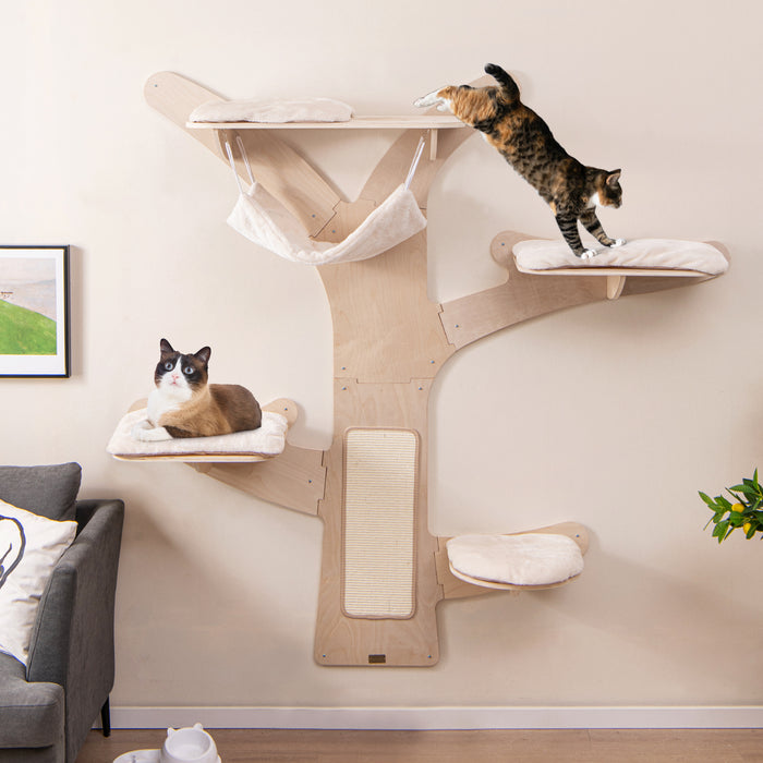 Wall-Mounted Cat Tower with Hammock-