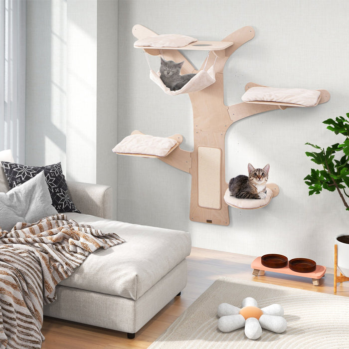 Wall-Mounted Cat Tower with Hammock-