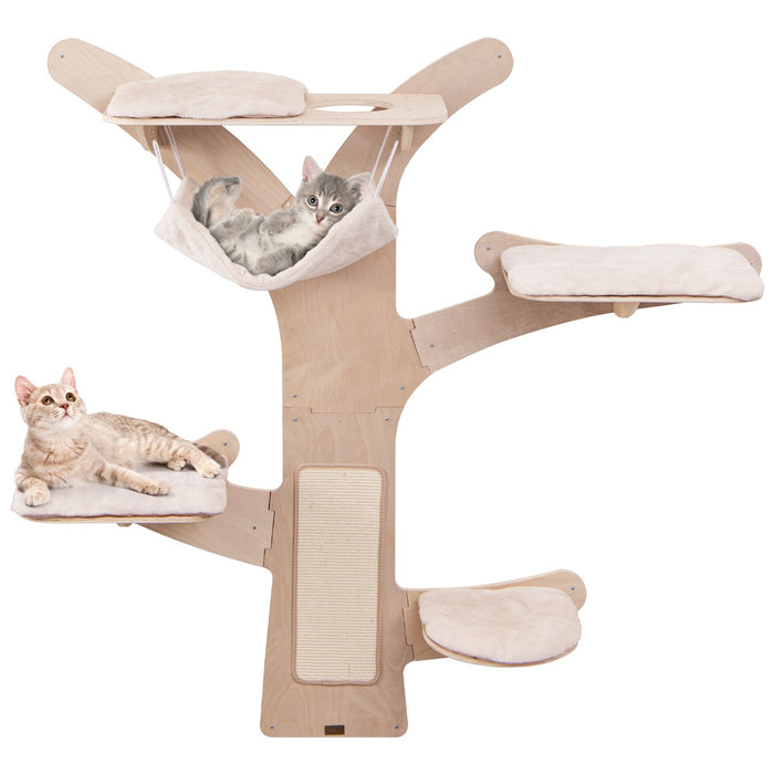 Wall-Mounted Cat Tower with Hammock-