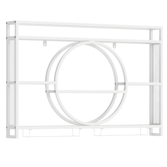 Wall Mounted Wine Rack 5-Tier Large Capacity Hanging Bar Shelf with Glass Holder-Black