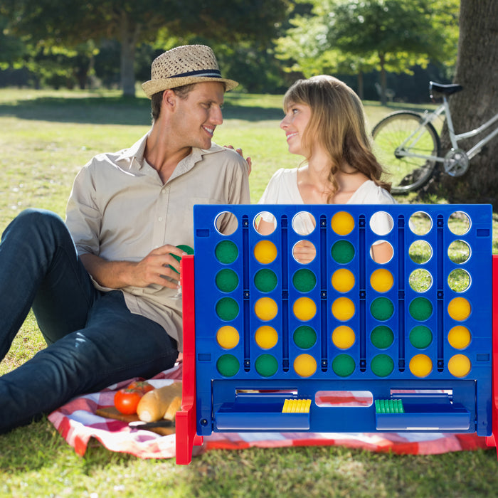 Wall Mounted or Tabletop Giant 4-In-A Row with Carrying Bag and 42 Chesses-