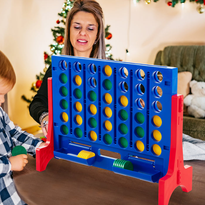 Wall Mounted or Tabletop Giant 4-In-A Row with Carrying Bag and 42 Chesses-