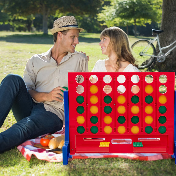 Wall Mounted or Tabletop Giant 4-In-A Row with Carrying Bag and 42 Chesses-