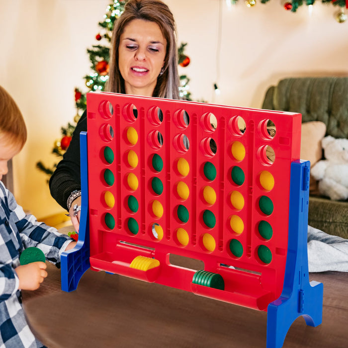 Wall Mounted or Tabletop Giant 4-In-A Row with Carrying Bag and 42 Chesses-