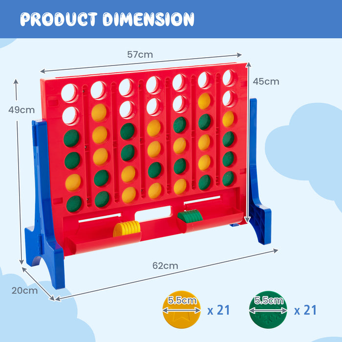 Wall Mounted or Tabletop Giant 4-In-A Row with Carrying Bag and 42 Chesses-