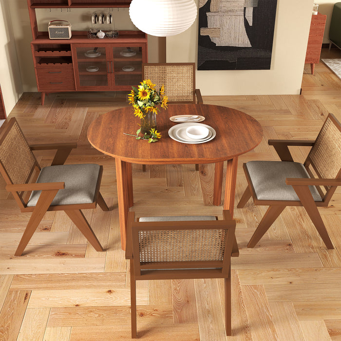 110CM Wooden Dining Table for 4-6 People Oval Kitchen Table-